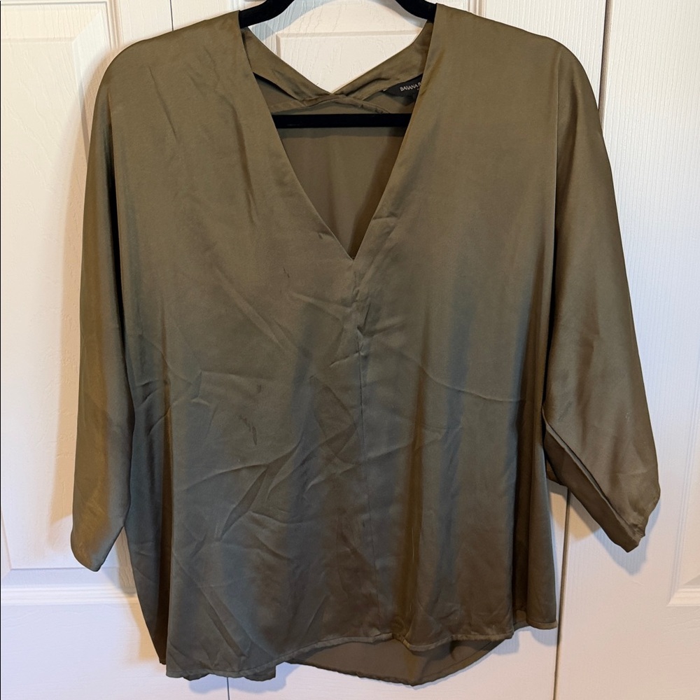 Banana Republic Olive V-Neck Blouse